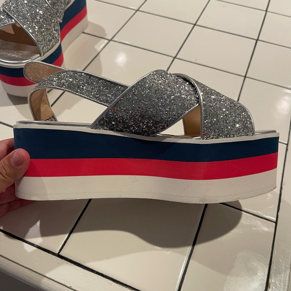 Gucci Silver Glitter Platform Sandals Size 35.5/5.5